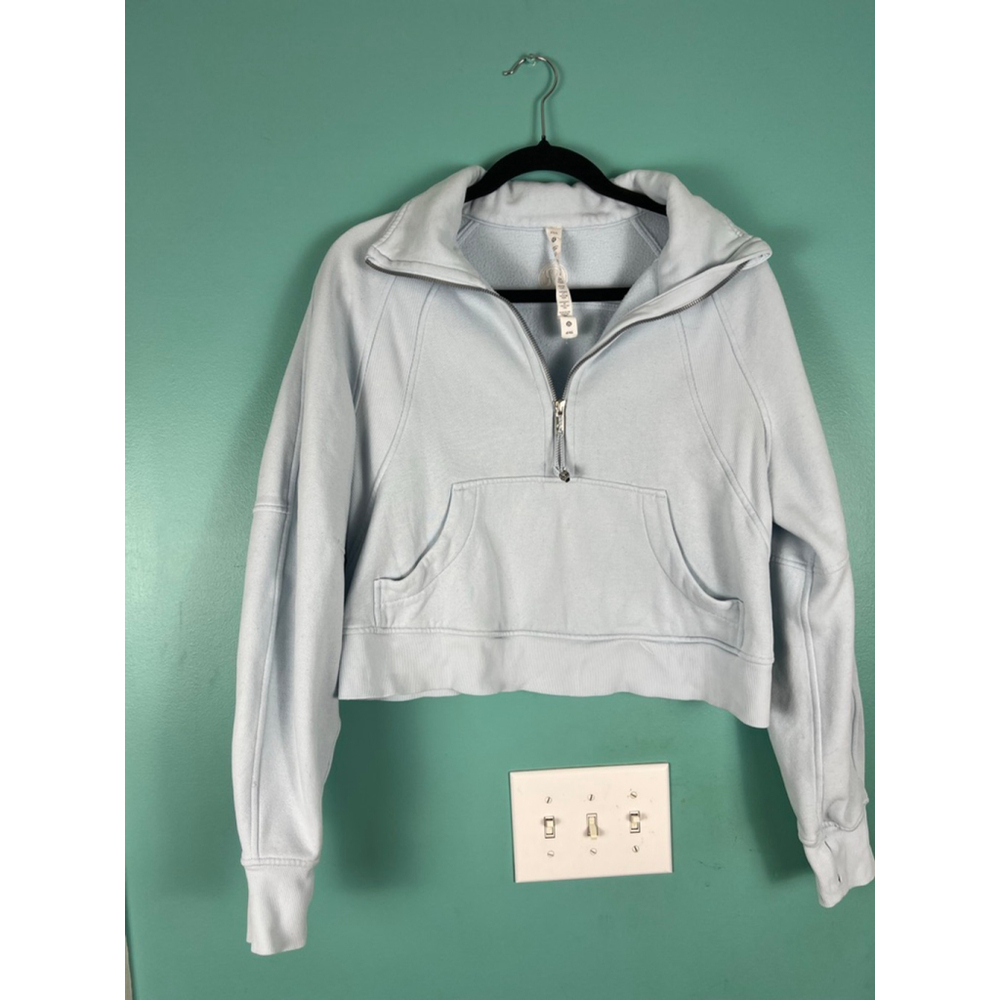 Women's Lululemon Light Blue Cropped Half-Zip Sweatshirt XS/S